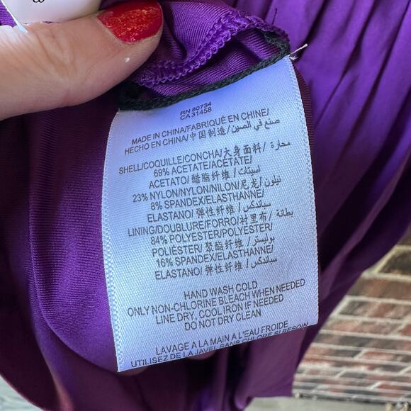 Sz 4 BCBG MaxAzria Y2K NWT Deadstock Purple Bubble Hem Dress Rhinestone 00s Glam - Picture 8 of 8